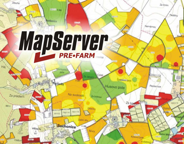 Obr 1: Mapserver - zobrazení variability zásoby přístupného fosforu v půdě