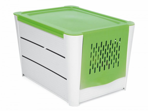 Bílo-zelený úložný box pro domácnost