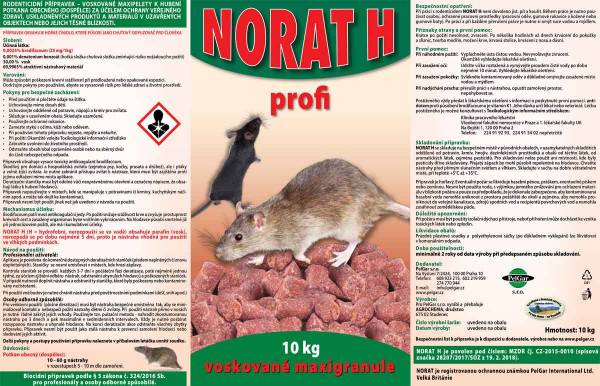 Obr. 2: Příklad etikety rodenticidního přípravku pro profesionální uživatele s označením „toxický pro reprodukci“