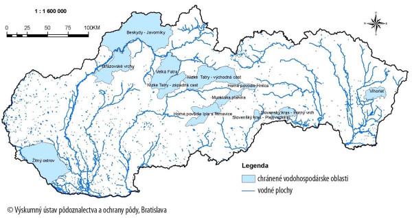 Obr. 1: Chránené vodohospodárske oblasti SR