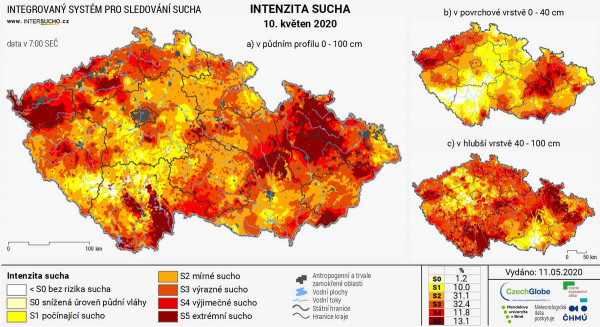 Mapa 2: Na většině území republiky dnes máme doplněn deficit vrchních vrstev půdy (www.intersucho.cz)