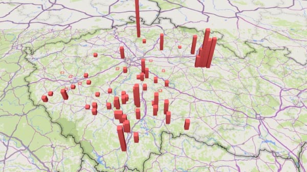 Mapa 4: Napadení pšenice klasovými fuzárii, červenec 2020, Čechy